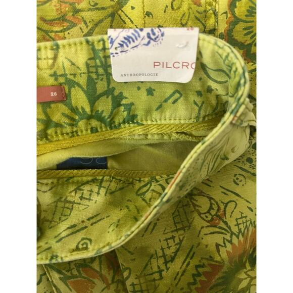 NWT Anthropologie Pilcro The Wanderer Low-Rise Pants Floral Light Green sz. 26 - Picture 13 of 16